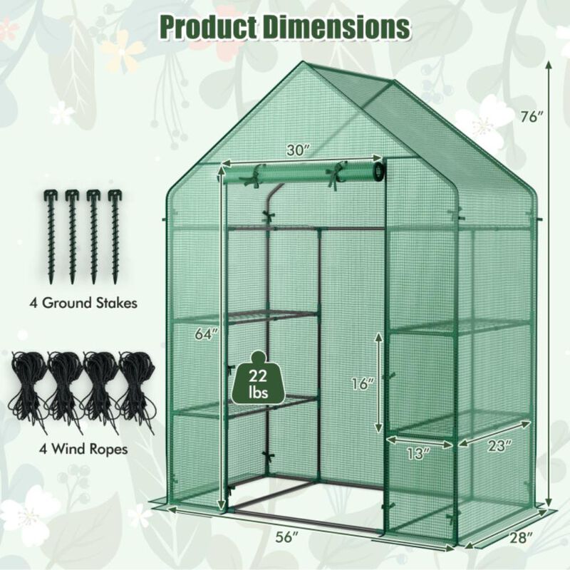 Hivvago Portable 4 Tier Walk-in Plant Greenhouse with 8 Shelves