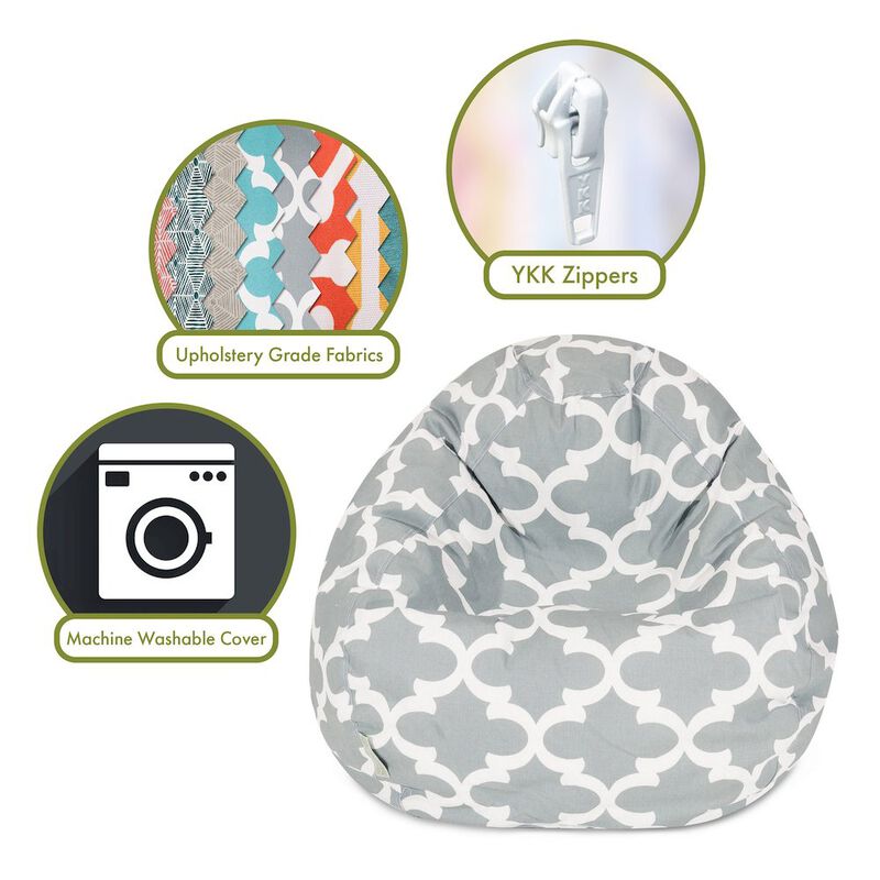 Majestic Home Goods Large Bean Bag Trellis Gray
