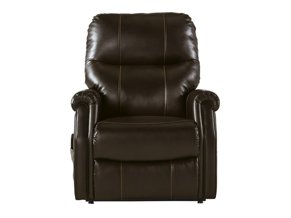 Leatherette Metal Frame Power Lift Recliner with Tufted Back, Brown-Benzara