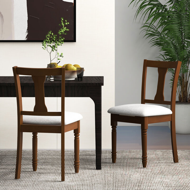 Set of 2 Kitchen Dining Chair with Linen Fabric and Storage Space For Dining Room