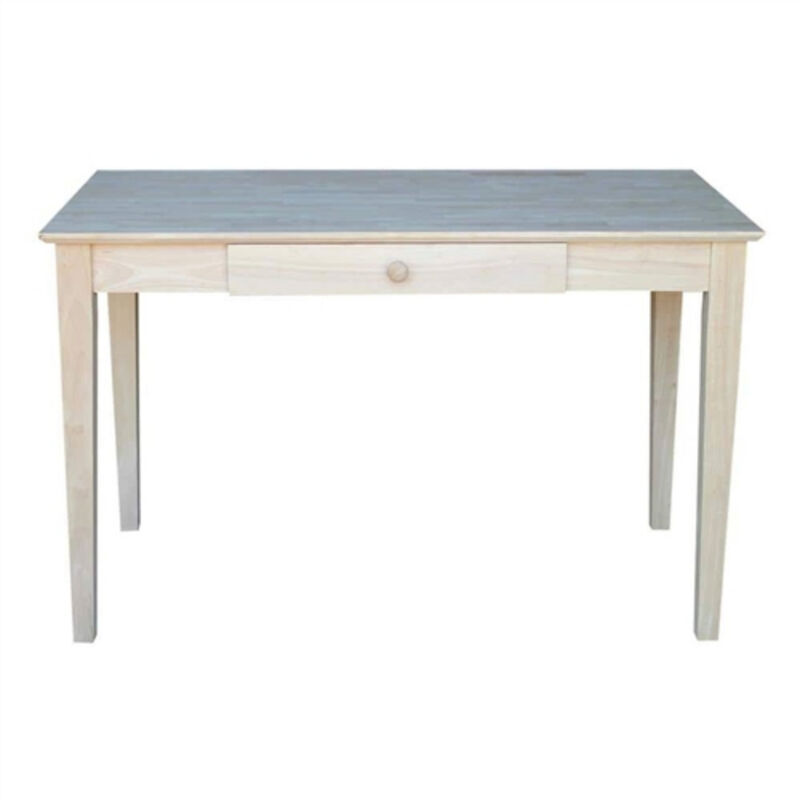 Solid Wood Writing Desk with Drawer &ndash; Unfinished Laptop Computer Table