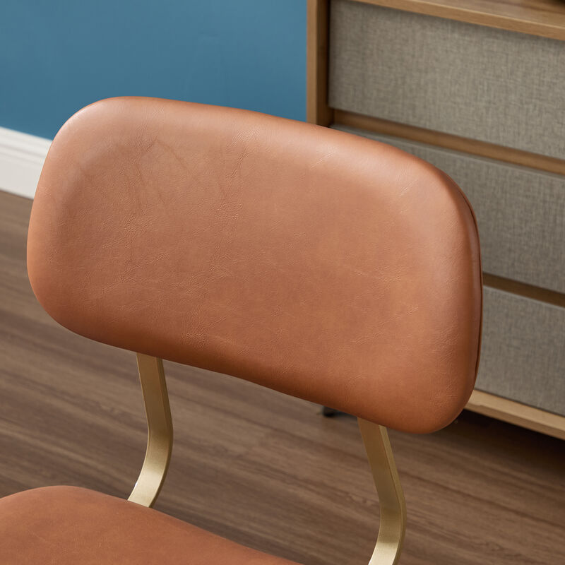 Nertek Mid‑Century Faux‑Leather Rubberwood Dining Chair image number 6