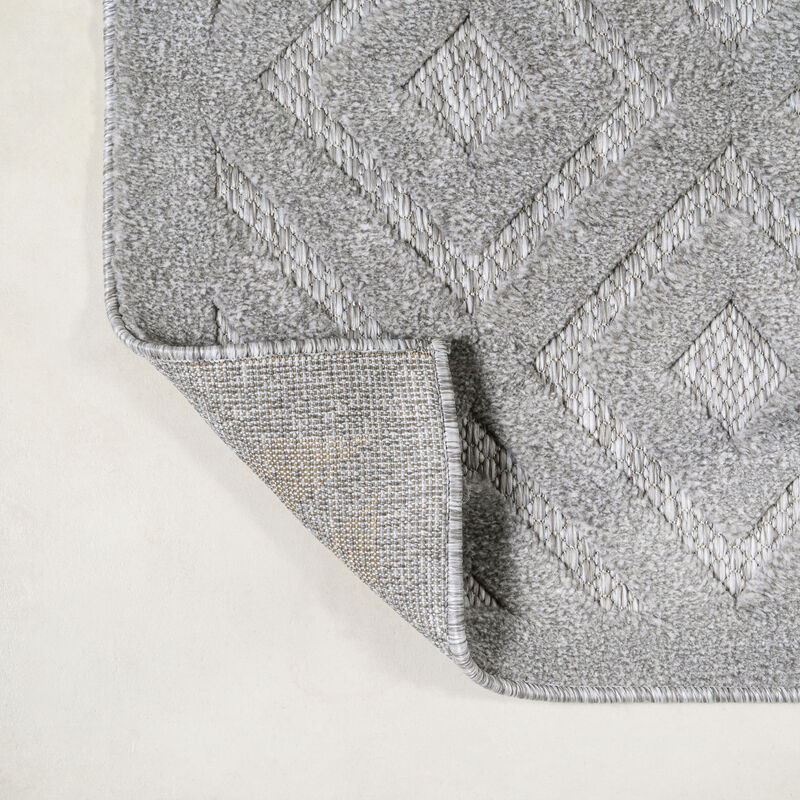 Portmany Neutral Diamond Trellis Indoor/Outdoor Area Rug