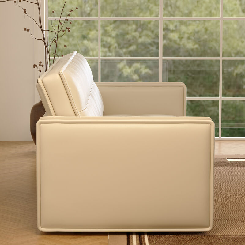 Leather Sofa for Living Room 95.2" White