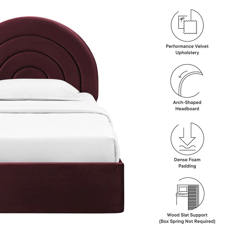 Solana Arched Performance Velvet Twin Platform Bed image number 3