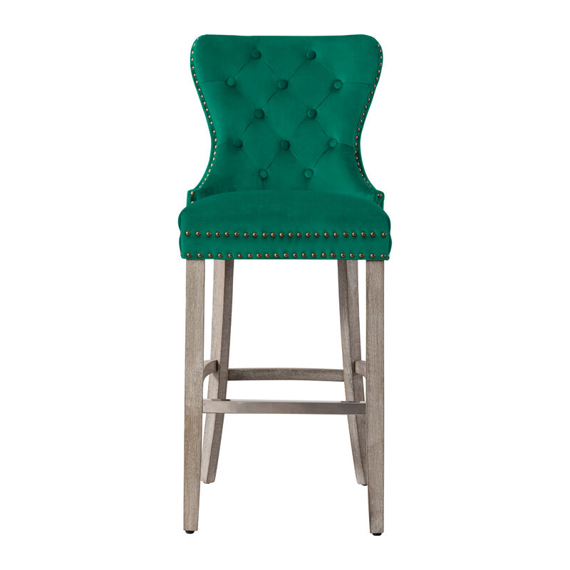 WestinTrends 29" Tufted Velvet Bar Stool
