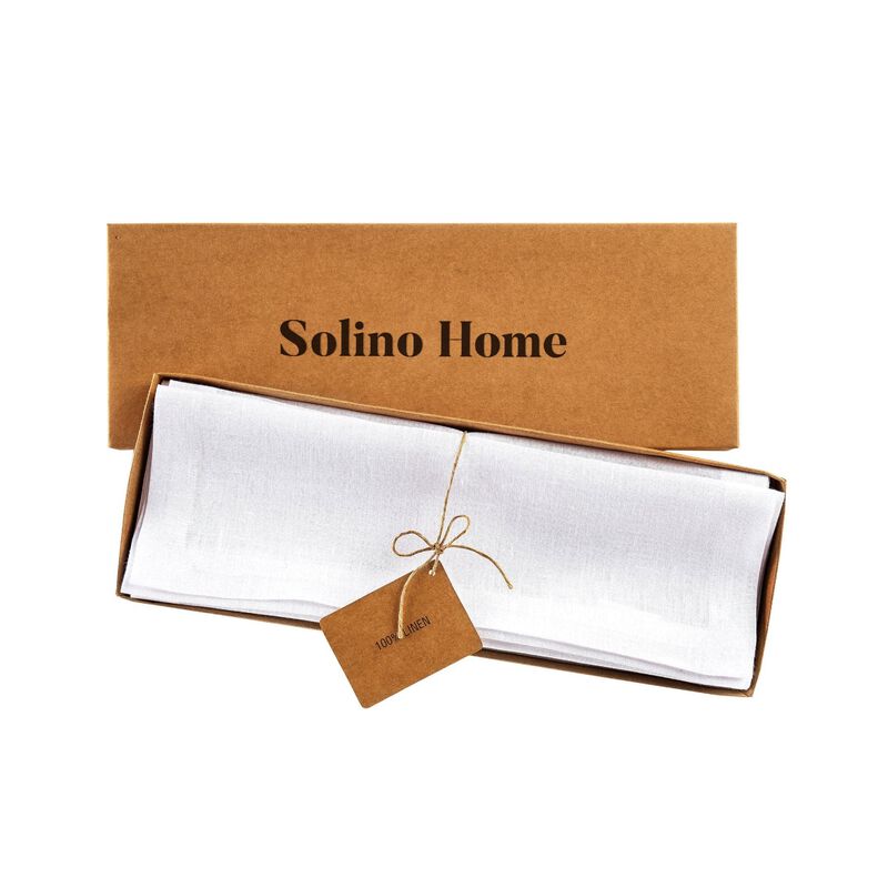 Solino Home Fete 100% Linen Square Placemats &ndash; Set of 4, 14 x 14 in, Machine Washable, Holiday and Everyday Dining