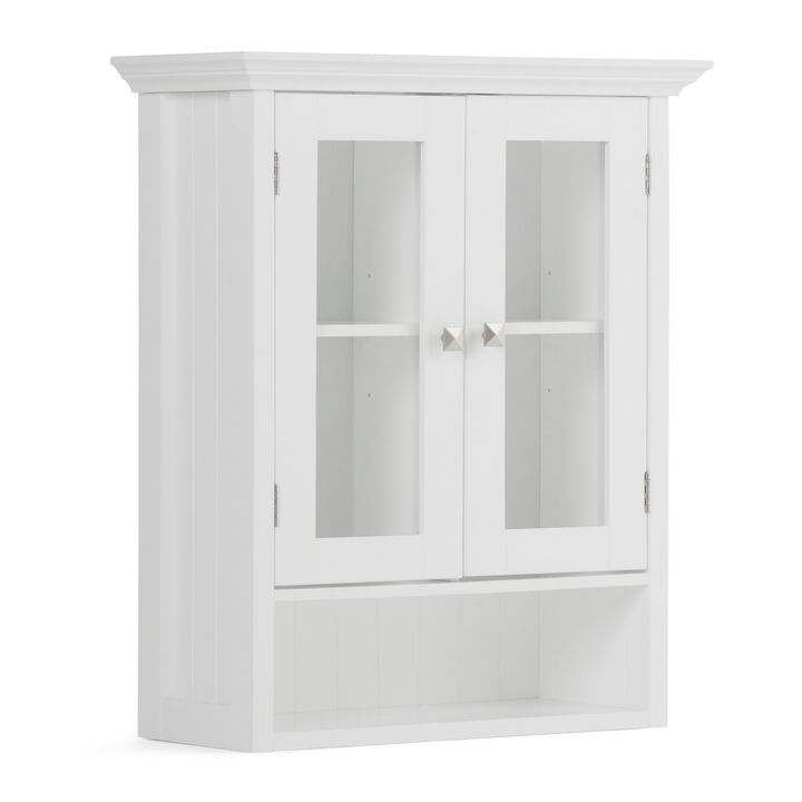 Simpli Home Acadian 24W Wall Cabinet with 2 Glass Doors and Shelf