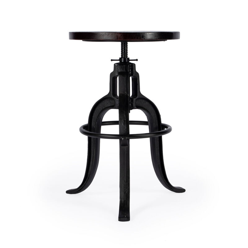 HomeRoots Brown And Black Wood And Iron Backless Swivel Bar Chair image number 0