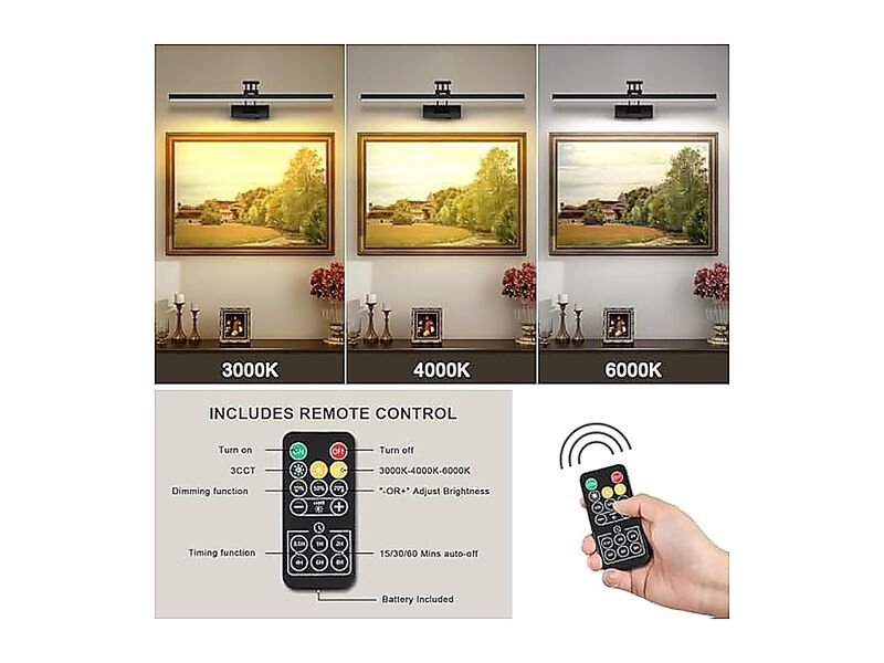 LED Battery Operated Lights Remote Wireless Art Lighting Wall 24 Inch Black 3CCT image number 2