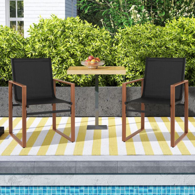 Hivvago Outdoor Dining Chairs with Breathable Seat and Backrest Set of 2