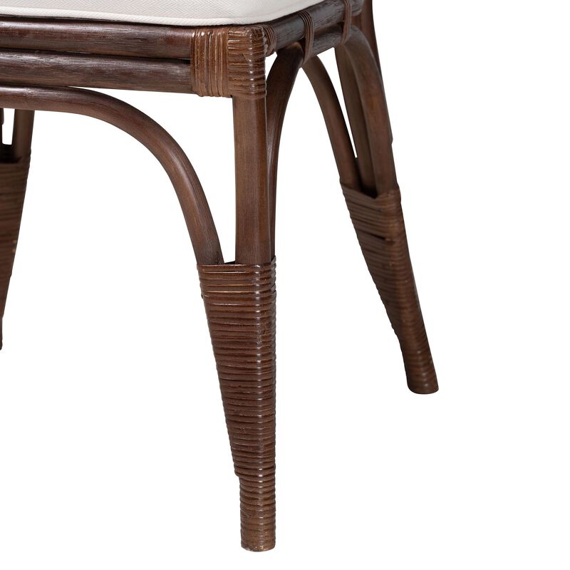 bali & pari Mahdis Natural Rattan 2-Piece Dining Chair Set with Cushion - Handwoven Wicker Accent Chair with Woven Chevron Back for Kitchen or Dining Room image number 4