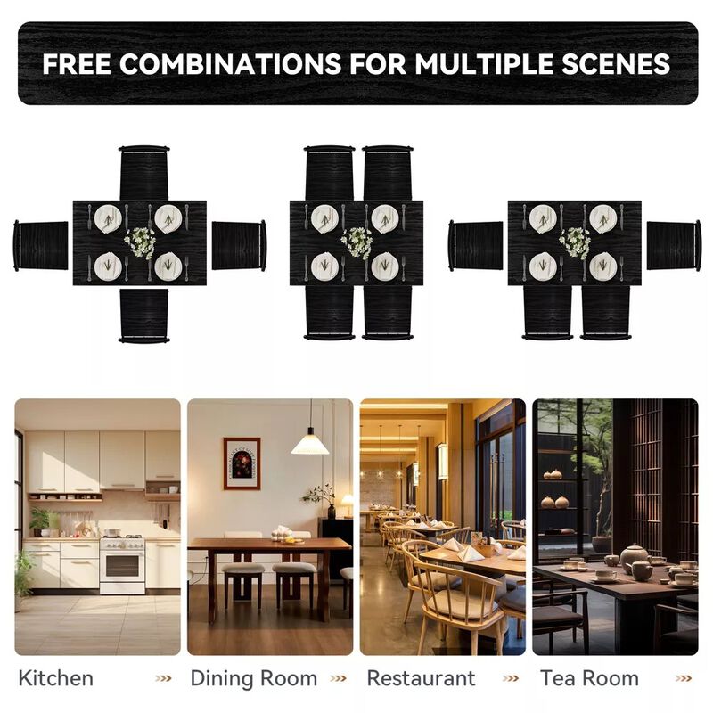 5 Piece Dining Table Set for 4 People, 43.3" Small Kitchen Table Set with 4 Chairs, Solid Wood Top image number 8