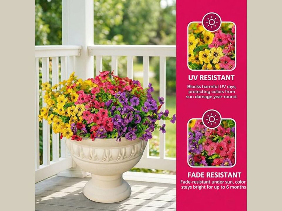 16 Bundle Artificial Outdoor Plants UV Resistant Window Box Decor