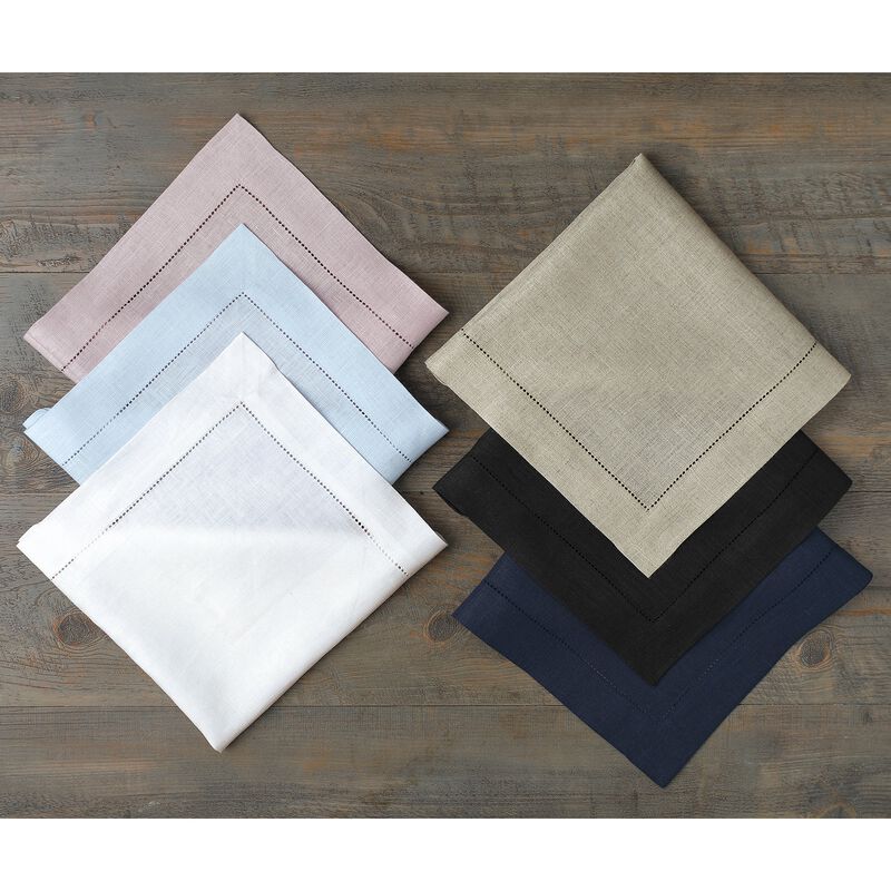 Solino Home Classic Hemstitch 100% Linen Dinner Napkins &ndash; Set of 4, 20 x 20 in, Machine Washable, Holiday and Everyday Dining