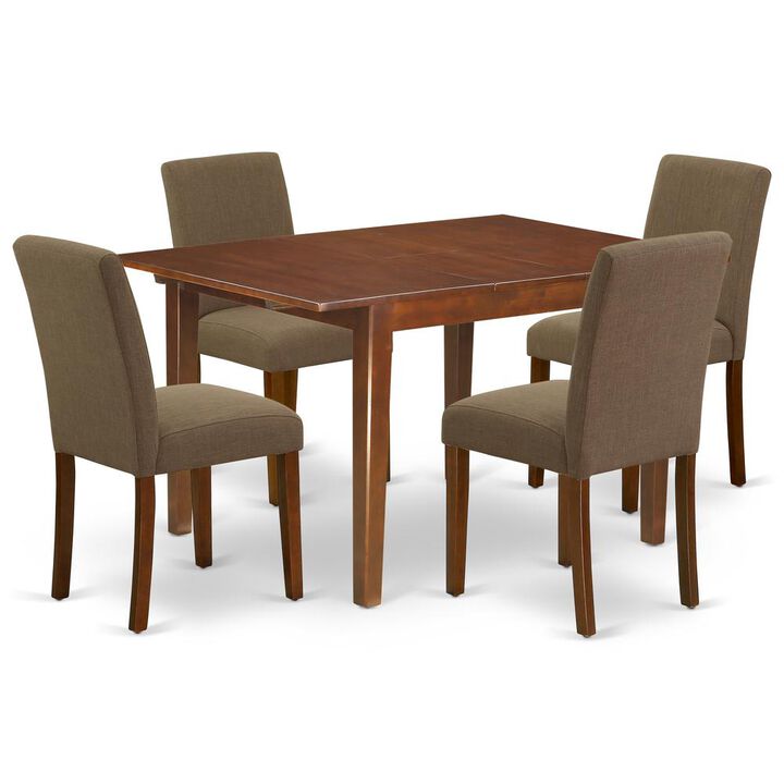 East West Furniture Dining Room Set Mahogany, NOAB5-MAH-18