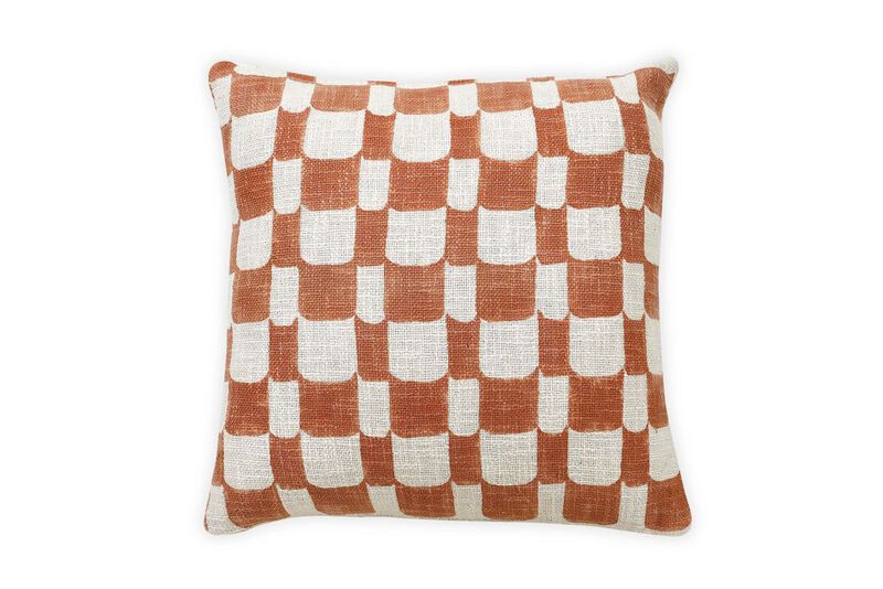 Checkered Block Printed Pillow - Cover + Insert