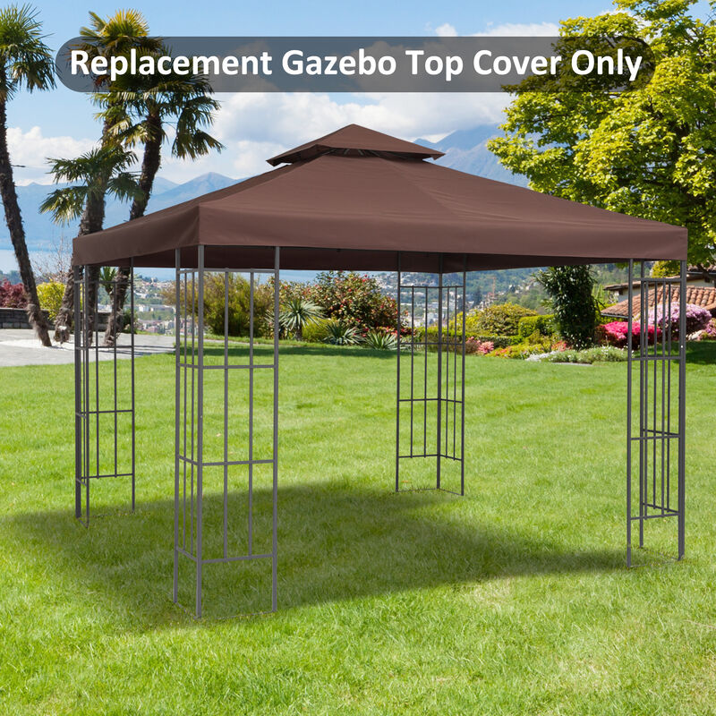 Outsunny 9.8' x 9.8' Gazebo Replacement Canopy, 2-Tier Top UV Cover for 9.84' x 9.84' Outdoor Gazebo Models 01-0153 & 100100-076, Coffee (TOP ONLY)