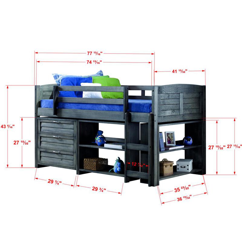 Donco Trading Twin Louver Modular Low Loft-Combo A