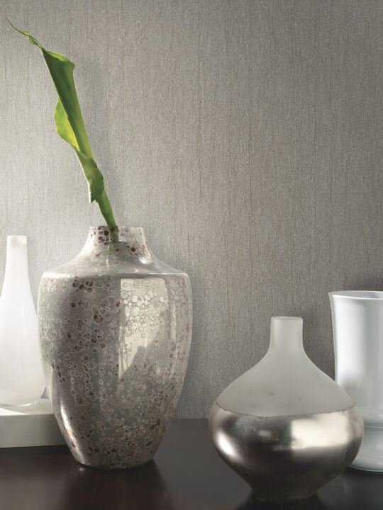 Natural Texture Silver & Brown Metallic Wallpaper