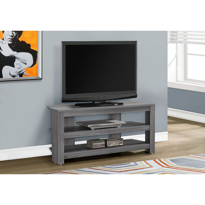 Monarch Specialties I 2566 Tv Stand, 42 Inch, Console, Media Entertainment Center, Storage Shelves, Living Room, Bedroom, Laminate, Grey, Contemporary, Modern