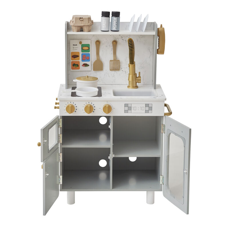 Teamson Kids Little Chef Memphis Play Kitchen with 16 Accessories, Gray/Gold image number 8