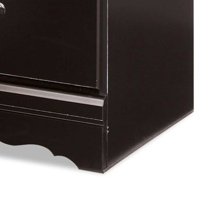 Yara Nightstand, Classic Black, 25 Inch, 2 Drawers, Pewter Handles