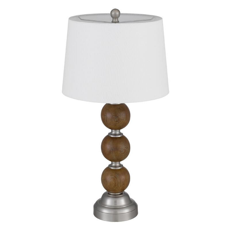 Table Lamp Set of 2, Off White Shade, Stacked Bead Base, 28in Brushed Steel image number 4