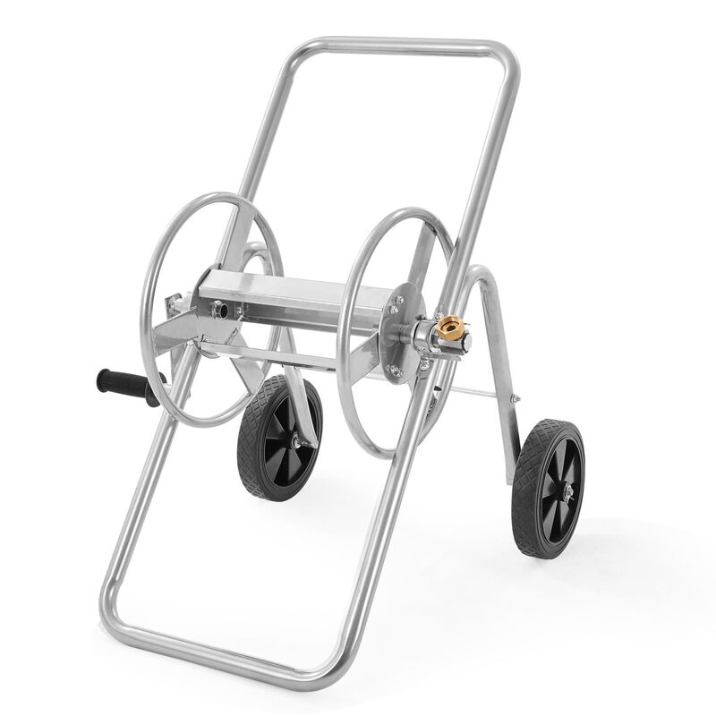 Heavy Duty Garden Hose Reel Cart with Wheels, Steel Frame for Lawn or Yard Use