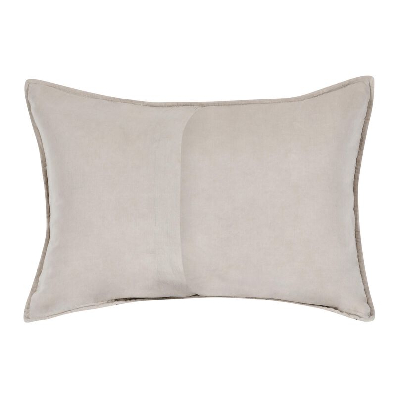 Rawi Standard Pillow Sham, 20x26 Beige Channel Stitch Ramie Cotton - Benzara