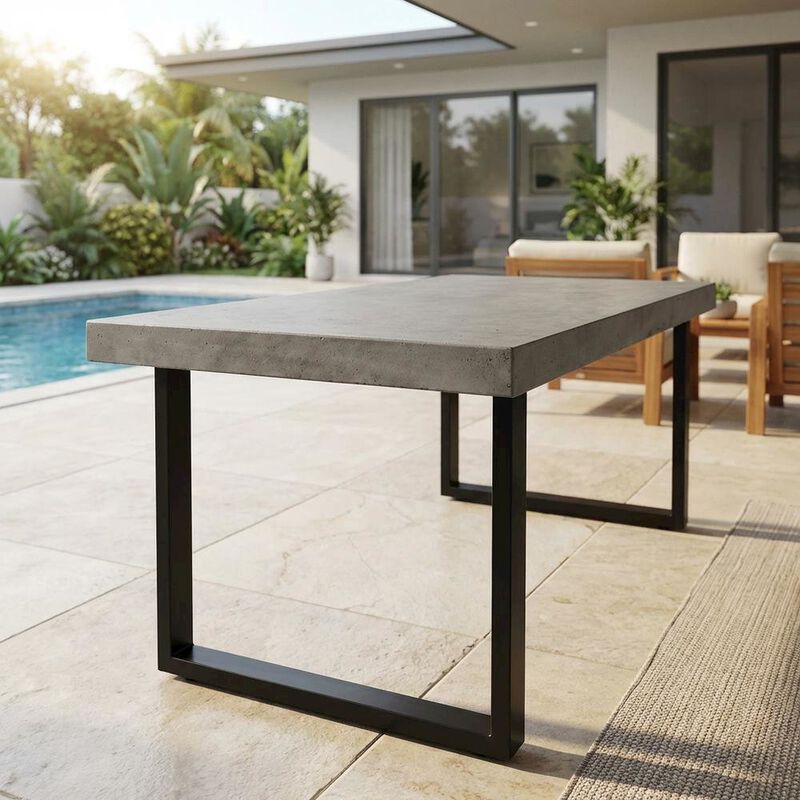 Outdoor Escape Cement Top Outdoor Dining Table, Contemporary Patio Dining Table for Six image number 4
