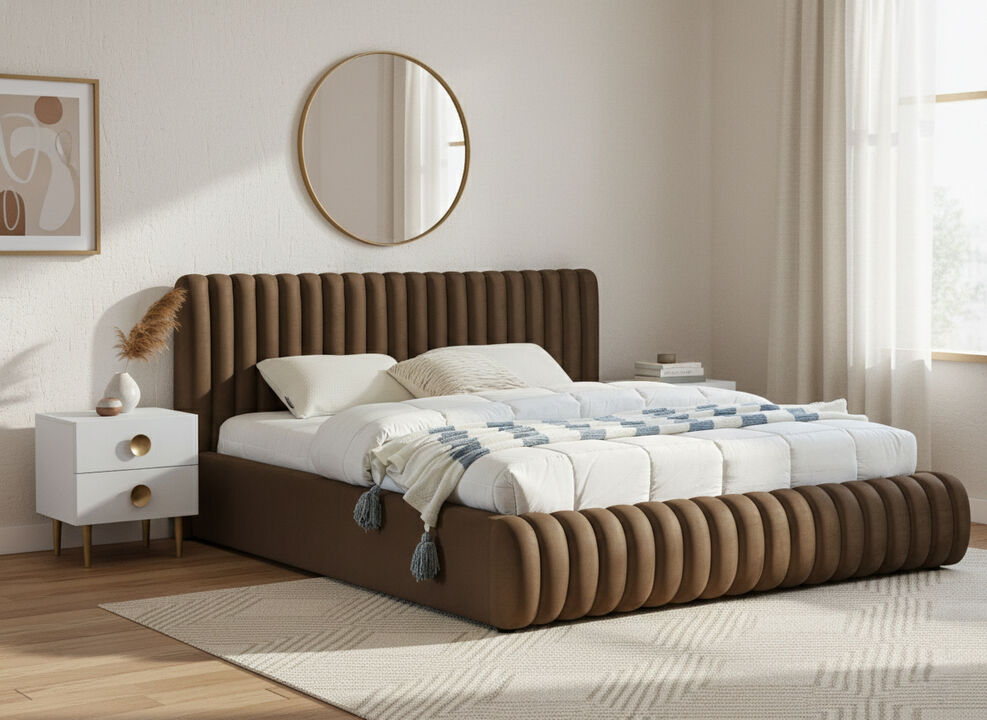 Meridian Furniture Nico Brown Velvet Queen Bed