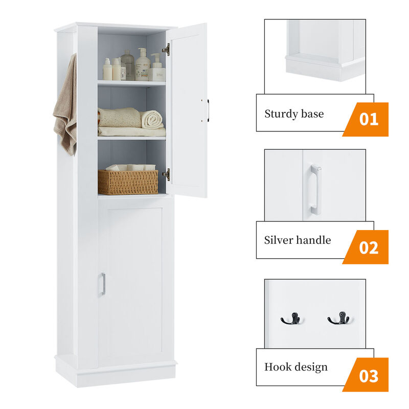 Merax Freestanding Bathroom Storage Cabinet with Hook