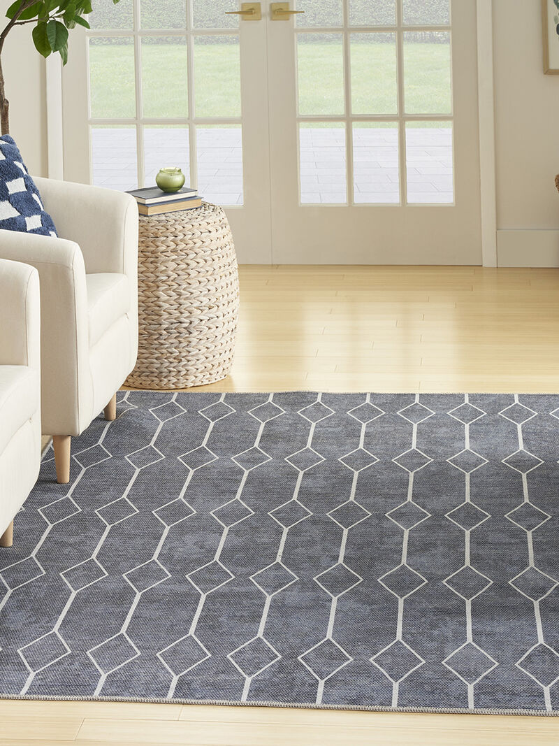 Machine Washable Series 1 SR107 Navy 4' x 6' Rug
