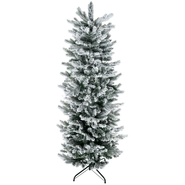 HOMCOM 6' Artificial Christmas Tree with Sonw Flocked, Auto Open
