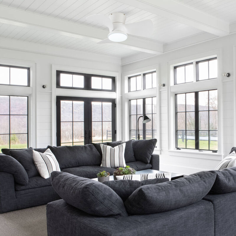 31 in. Matte White Integrated LED Propeller Hugger Ceiling Fan with Light and Remote