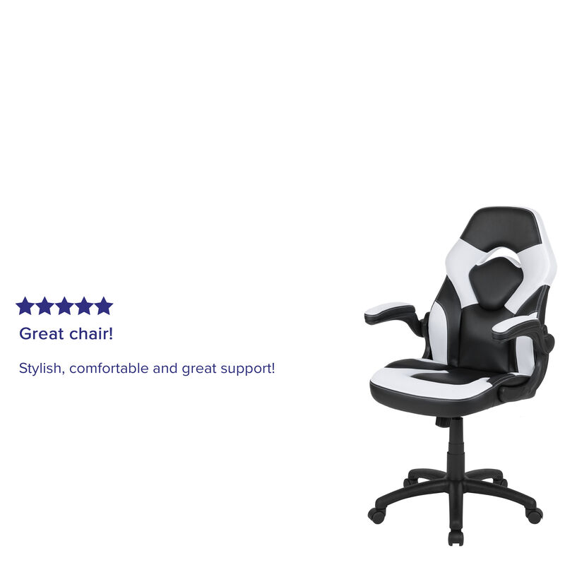 X10 Gaming Chair Racing Office Ergonomic Computer PC Adjustable Swivel Chair with Flip-up Arms, / LeatherSoft image number 2