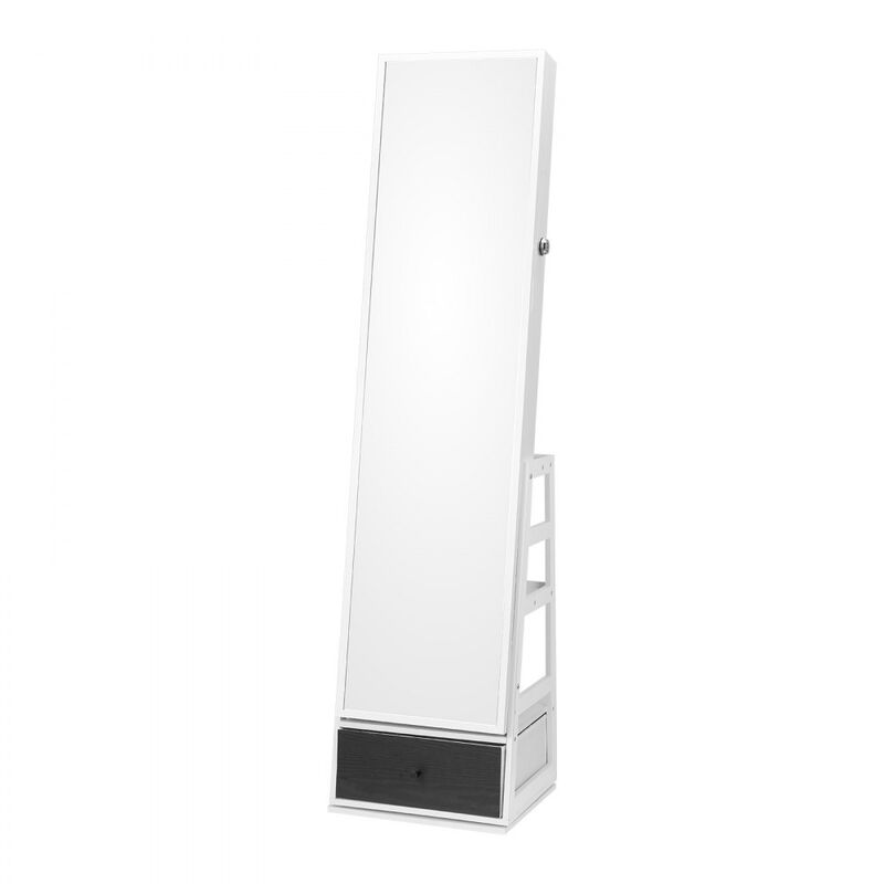 360&deg; Swivel Jewelry Cabinet with Full-Length Mirror, Freestanding Storage Armoire