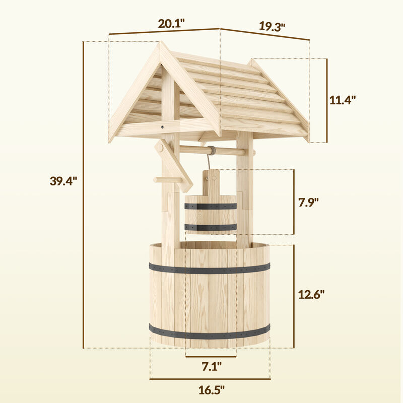 Hivvago Decorative Wooden Wishing Well for Garden image number 2