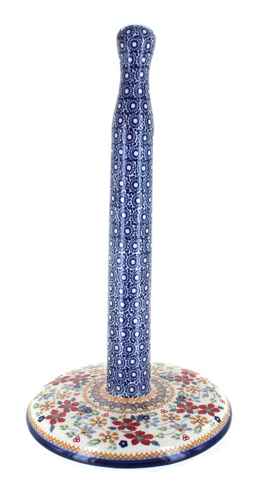 Blue Rose Polish Pottery Tulip Paper Towel Holder