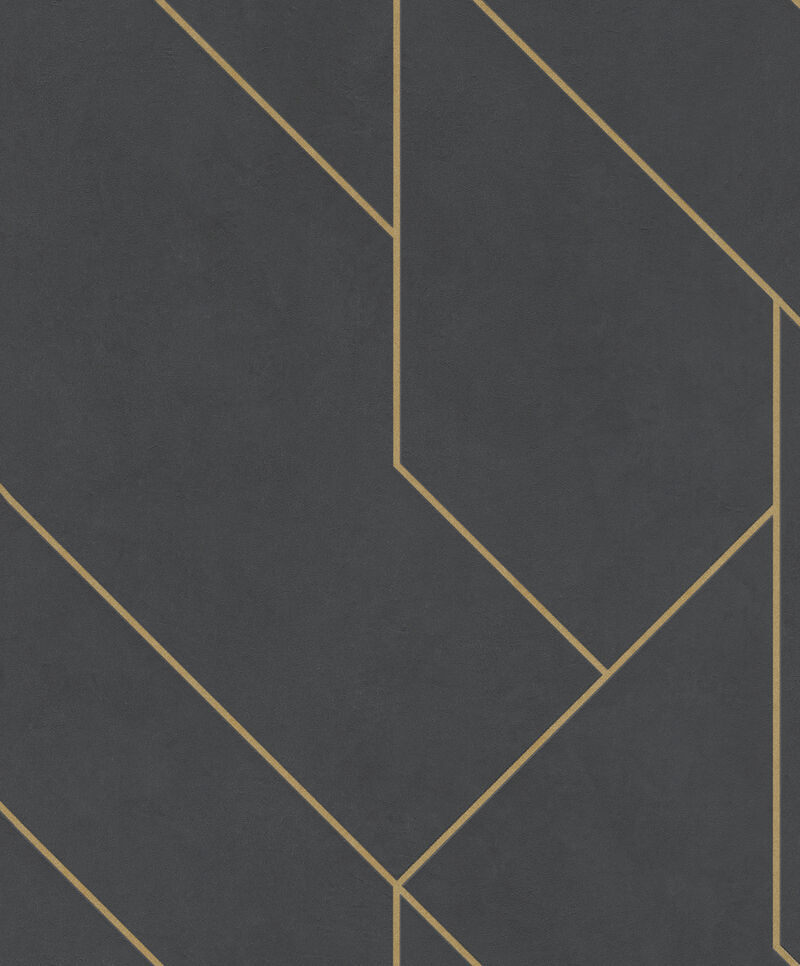 Pollock Black Gilded Geometric Wallpaper image number 0