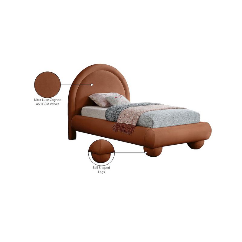 Meridian Furniture Madrid Cognac Velvet Twin Bed