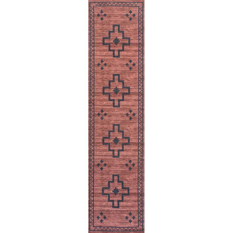 Korsa Geometric Medallion Machine Washable Area Rug