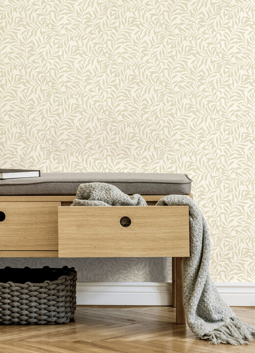 Salix Beige Leaf Wallpaper (Set of 2)