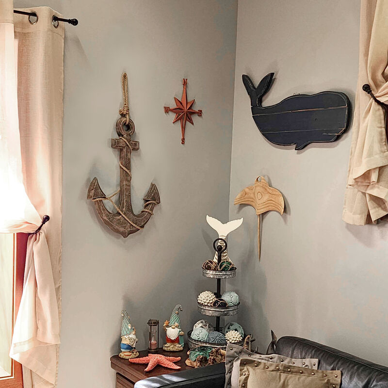 Natural Brown Finish Ship Anchor and Rope Nautical Wall Hanging image number 8