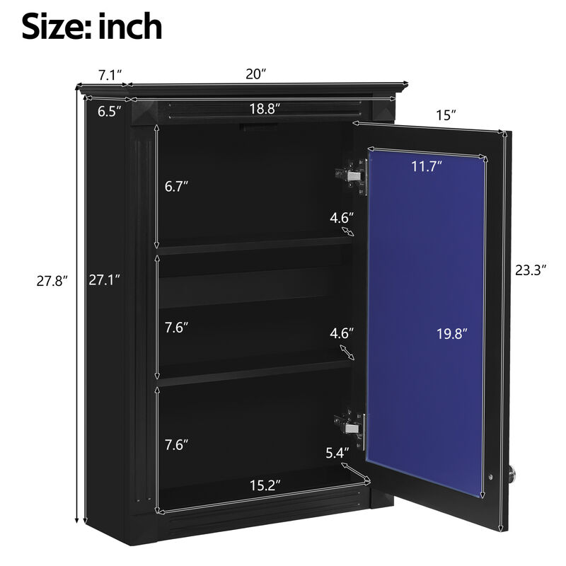 ELEMENT ACE 20 Inch Wall Mounted Bathroom Storage Cabinet with Mirror and Adjustable Shelves - Modern Space Saving Medicine Cabinet image number 2