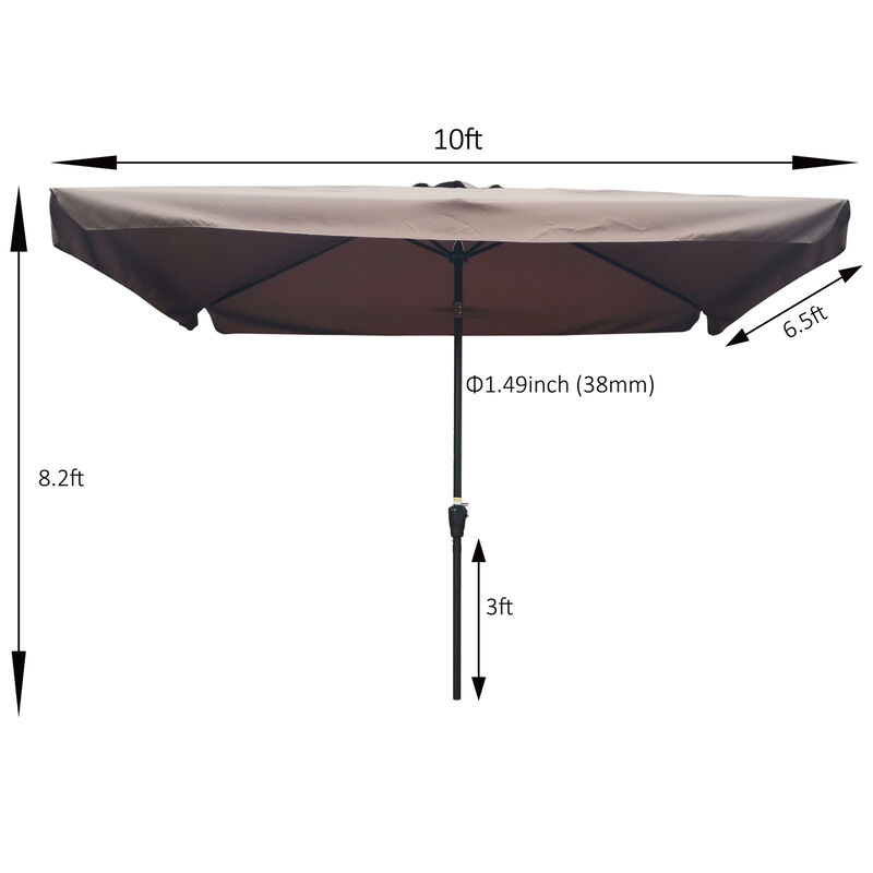 Streamdale 10 X 6.5FT Rectangular Patio Umbrella image number 4
