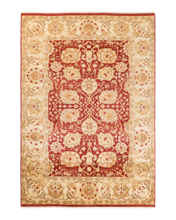 Eclectic, One-of-a-Kind Hand-Knotted Area Rug  - Orange, 6' 1" x 8' 8"