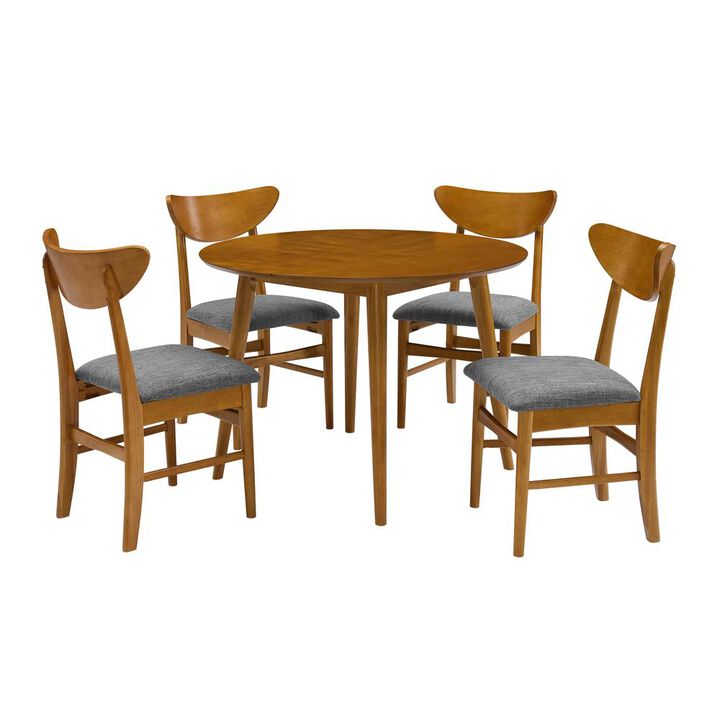 Landon 5Pc Round Dining Set Acorn - Table & 4 Wood Back Chairs