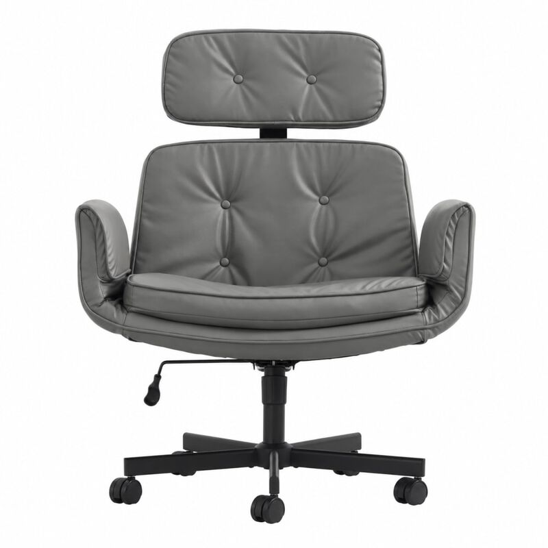 GOODSILO Cross-Legged Swivel Task Chair with Adjustable Armrests, Wheels, Removable Headrest for Home, Office, Makeup, Gaming Use image number 0